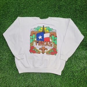 Vintage 1990 Texas Sweatshirt Womens XL 22x23 Cactus Bull